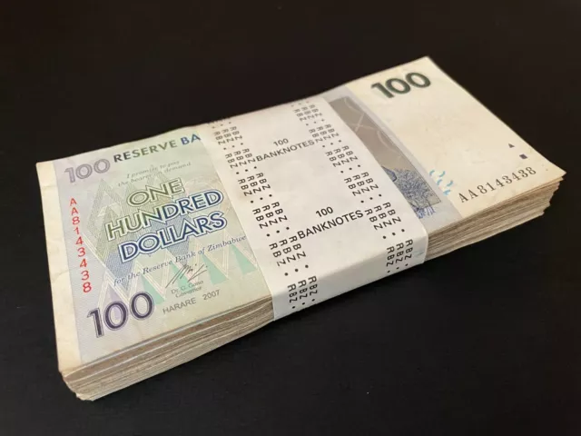 Zimbabwe  100 x 100 Dollars 2008 - Pick- 69 - Bundle 100 PCS – USED