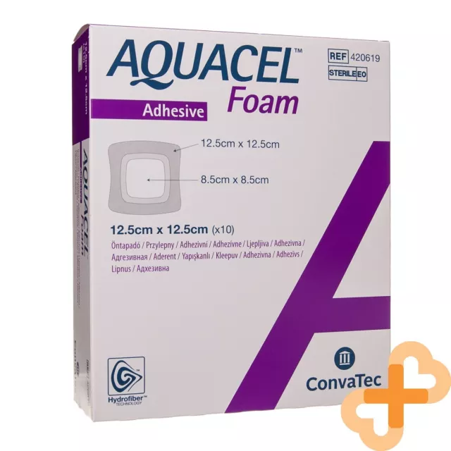 ConvaTec Aquacel Mousse Adhésif Bandage Avec Silicone 12,5 X 12,5 CM 10 Pièces