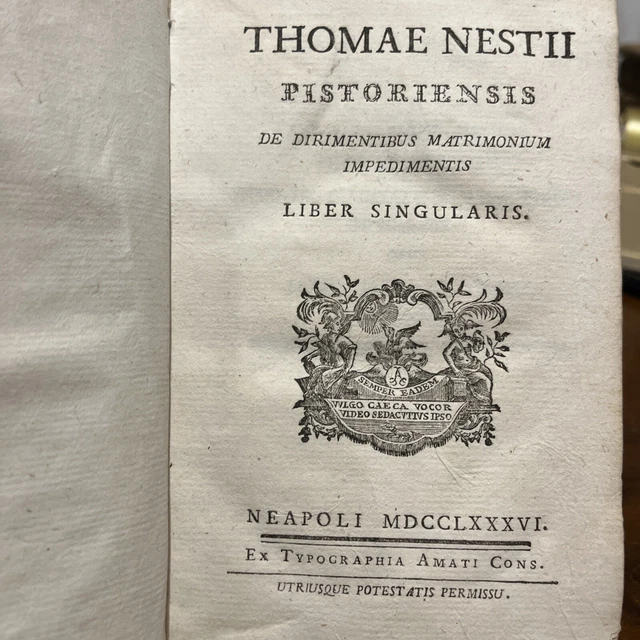 (19e) Nesti - de dirimenti matrimonium impedimentis - 1786