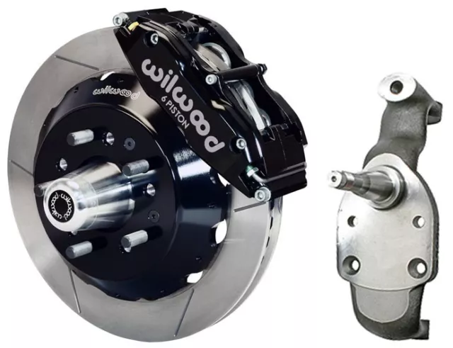 Wilwood Disc Brake Kit & 2" Drop Spindles,Front,58-70 Impala,14" Rotors,Black Wilwood Disc Brake Kit & 2" Drop Spindles,Front,58-70 Impala,14" Rotors,Black