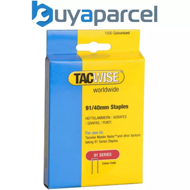 Tacwise 91 Series Staples Galvanised 40mm 91/40mm 1000 Box 0768