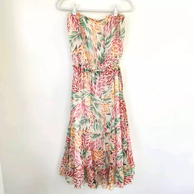 Diane von Furstenberg 90s Floral Silk Strapless Dress Size 10