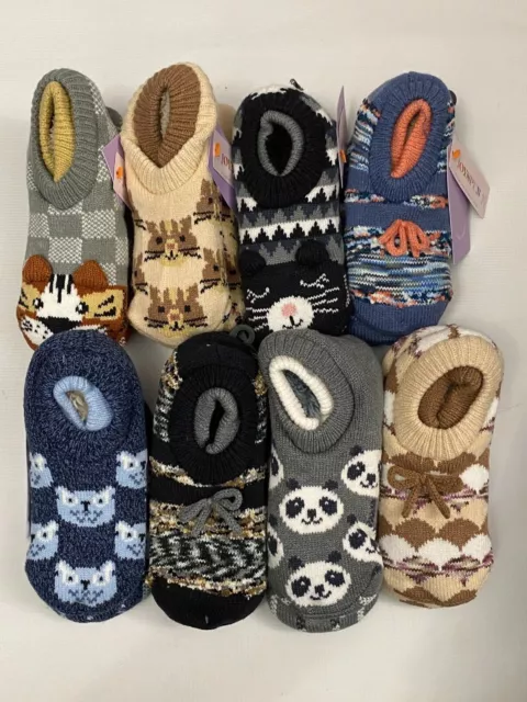 Joyspun Slipper Sock Fuzzy Sherpa Fleece Lined Knit Gripper Sole 4-10 Choose