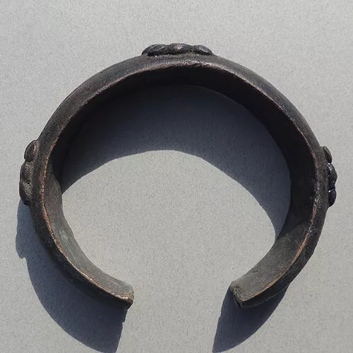 decorated old lost wax cast copper alloy african bracelet currency nigeria #63