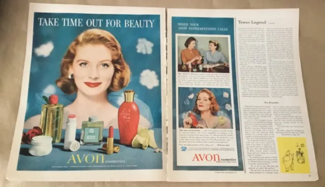 Avon print ad 1956 vintage 1950s retro home decor cosmetics Take Time Out Beauty