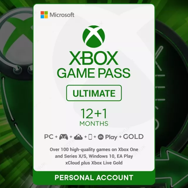 Xbox Game Pass Ultimate 12+1 Month Global (Pc+Xbox X/S) Ea Play + Gold