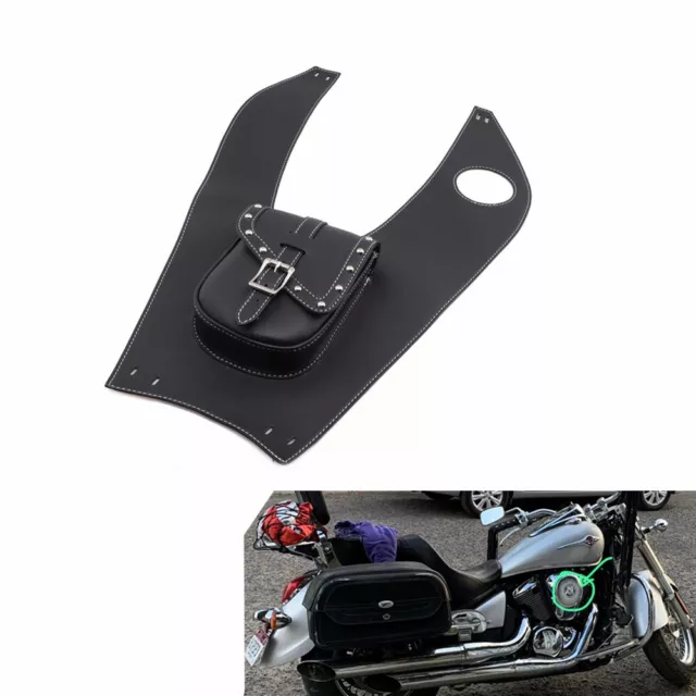 For Kawasaki Vulcan VN500 800 900 1500 Black PU Leather Tank Cap Panel Cover Bag