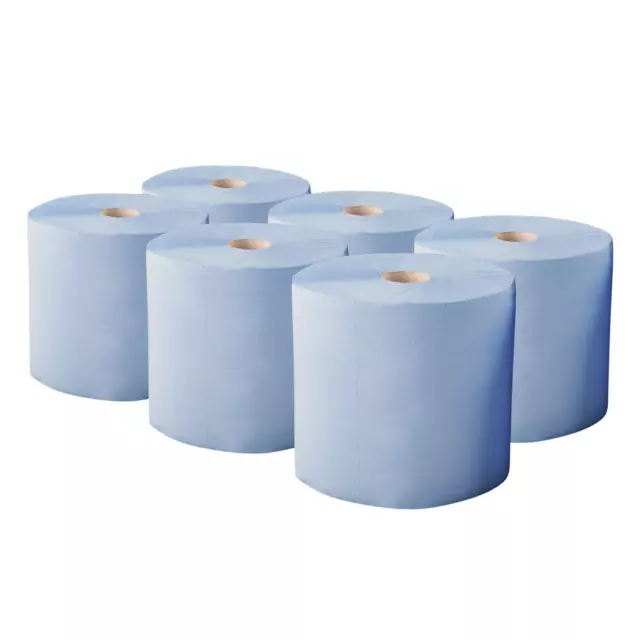 6x Putzrollen Blau 2-Lagig 30x20cm 135m Putztuchrolle Handtuchrolle Putzpapier