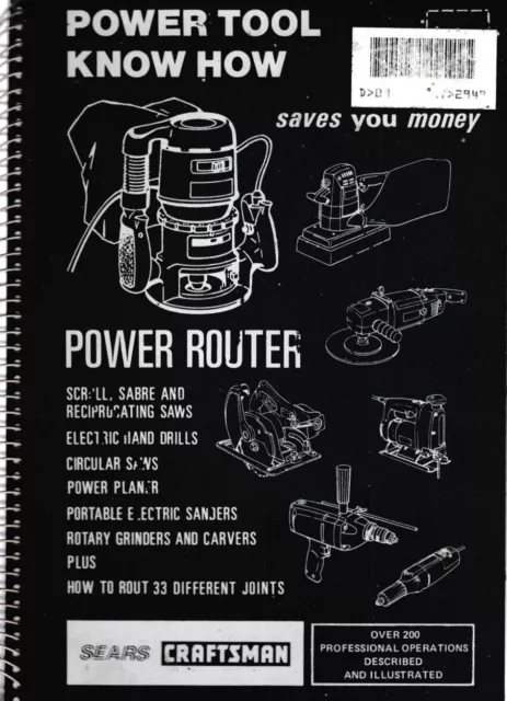 Power Tool Know How, Power Router - Sears Craftsman Spiralbound Softback, 1984
