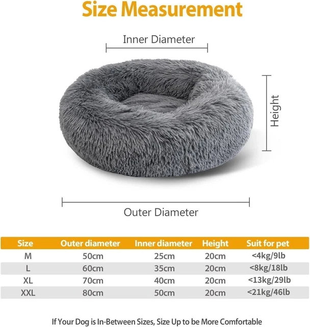 Donut Plush Pet Dog Cat Bed Fluffy Soft Warm Calming Bed Sleeping Kennel Nest 2