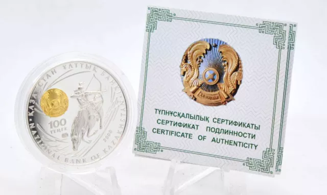 Kasachstan 100 Tenge 2008 Chinghis Khan Silber PP Proof CoA