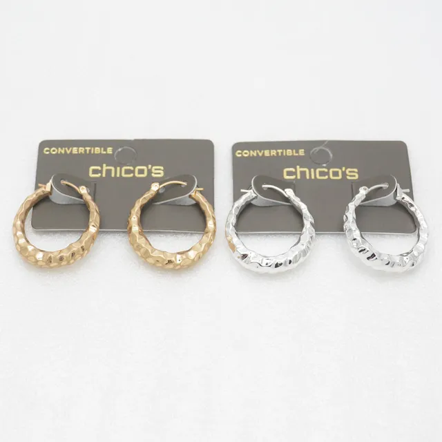 chico's jewelry Gold tone Silver plated earrings curved hoop earrings for women