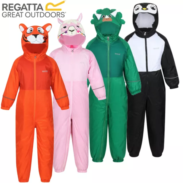 Regatta Mudplay Waterproof Snow Suit Padded Fleece Lined All In One Kids Rain