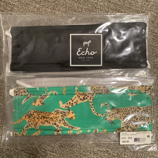 New Echo New York face masks coverings Black And Yellow Leopard 2 pack
