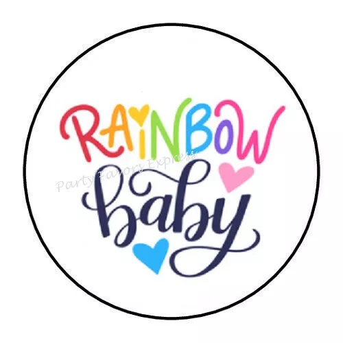 30 Rainbow Baby Shower Envelope Seals Labels Stickers Party Favors 1.5"