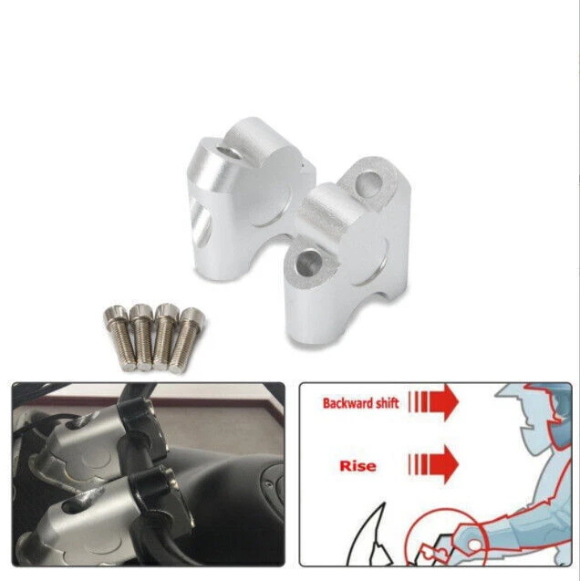 Riser Manubrio Moto Universale Da 22mm - Altezzatore In Alluminio Nero Per Guida Comoda