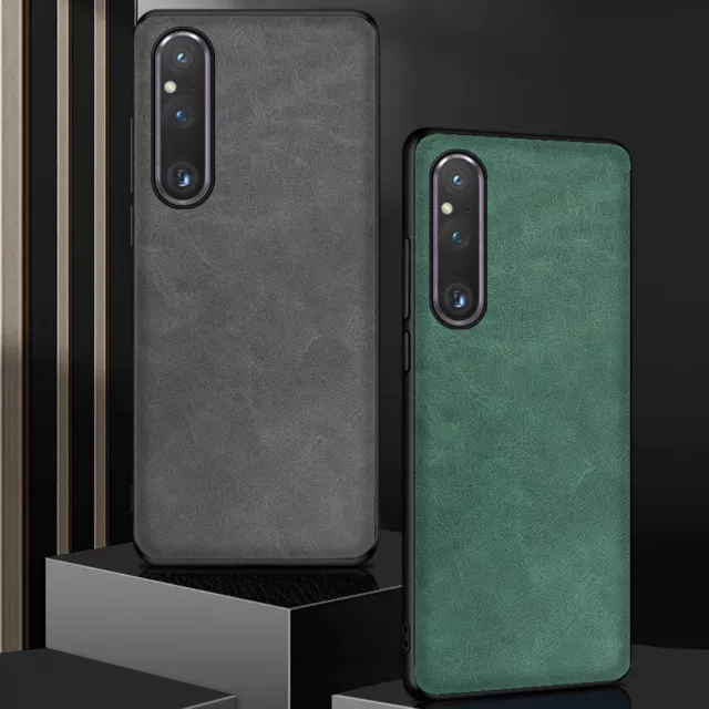 For Sony Xperia 1 V, Luxury Retro Hybrid Leather Soft Rubber Slim Case Cover