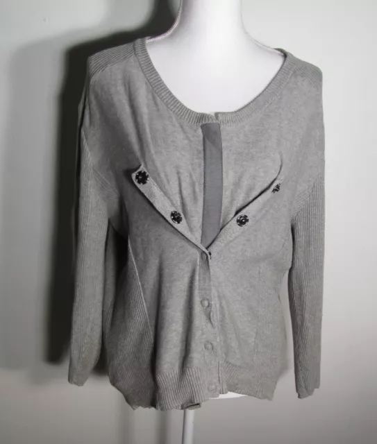 Twenty8Twelve by Sienna Miller Grey Knit Full Zip Cardigan With Snaps Size M