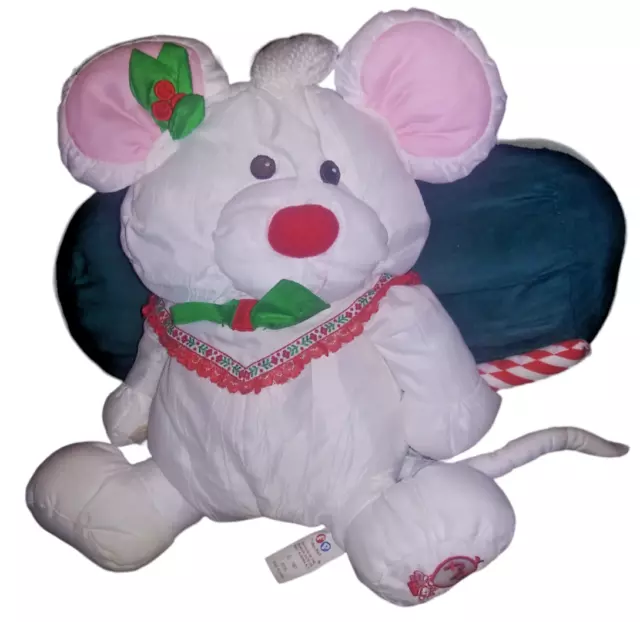 VTG Fisher Price PUFFALUMP Holiday White Mouse Candy Cane Stuffed Plush Toy 1987