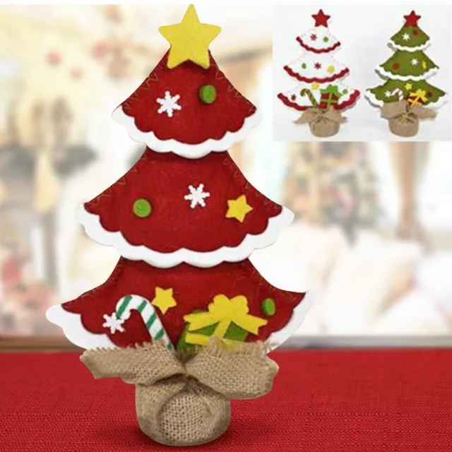 Albero di Natale in Tessuto Feltro con Base in Juta 25 cm Decorazioni Natalizie