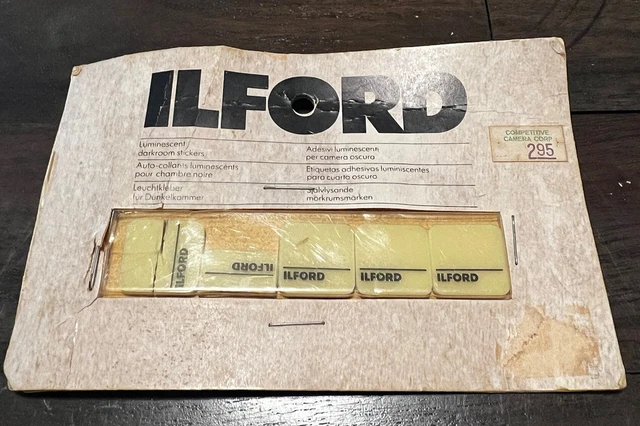 Vintage Ilford Luminescent Dark Room Darkroom Tabs Stickers Original Package