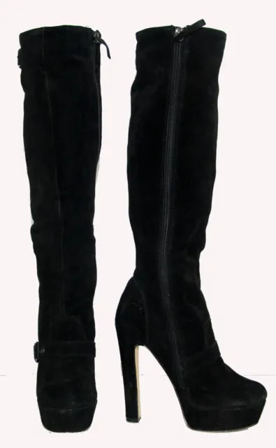 Siren Black Genuine Suede (Leather) Platform Sole Women's Tall Knee Boots Size 6