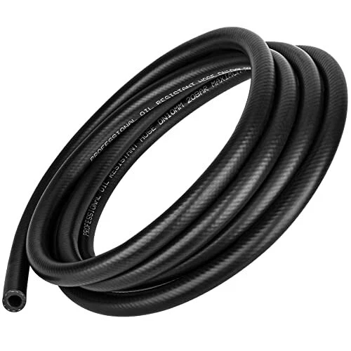 10 Feet NBR Fuel Line Hose Black Nylon Steel Oil Gas Fuel Line Hose 3/8 Inch...