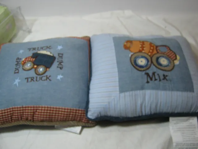 New Jessica Breedlove Designs Little Dozer Two Decorative Pillows 9.75x11- Blue 3