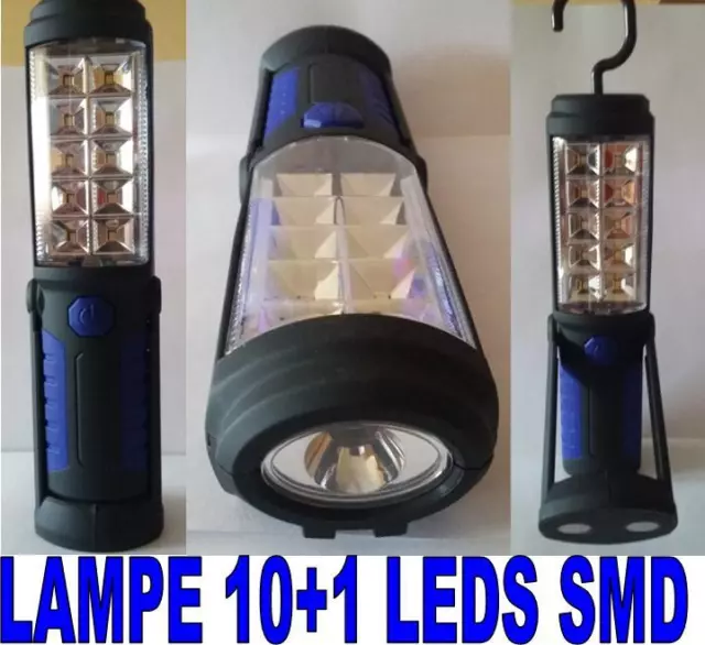 Lampe 10+1 LEDs SMD Inspection Baladeuse Atelier Torche pour mecanicien