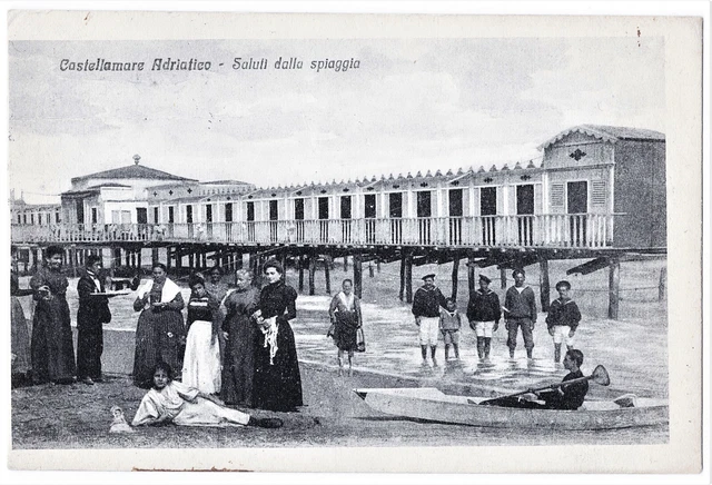 Abruzzo - Pescara - Castellammare Adriatico - Saluti Dai Bagni - Animata - 1919.