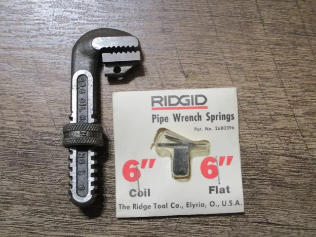 NOS Ridgid 6" Pipe Wrench Rebuild Set Hook & Heel Jaw Nut Springs USA