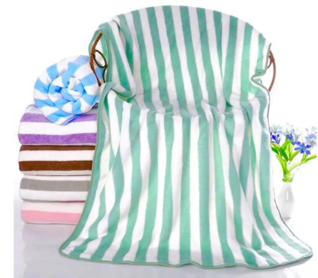 Large Super Absorbent Luxury Microfibre Coral Cationic Stripe  Beach  Gym Towel