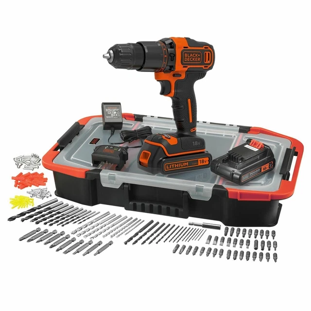 BLACK AND DECKER Cordless Combi Drill Driver Kit 18v Lithium ion Battery 74.45 PicClick UK