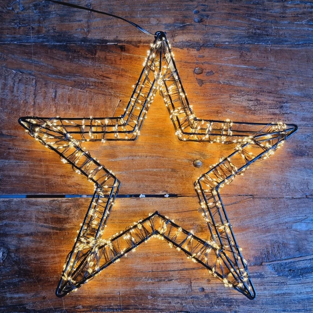 LED Licht Stern Schwarz 36cm 800 Micro LEDs DIMMBAR + TIMER Weihnachten METALL