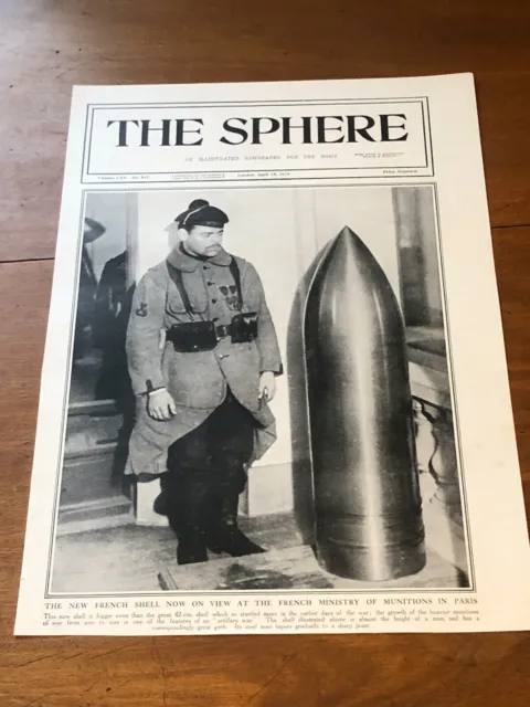 ww1 full page print from the sphere ! the new french shell on view