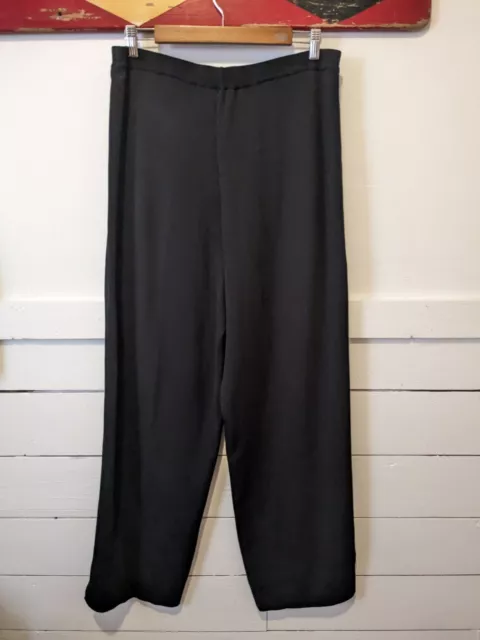 Adrienne Vittadini Pants Womens 2X Black Heavy Knit Pull On Wide Leg Stretch