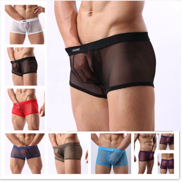 BOXER HOMME LINGERIE sexy bikini maille transparente slip caleçon sous  vêtement caleçon EUR 9,29