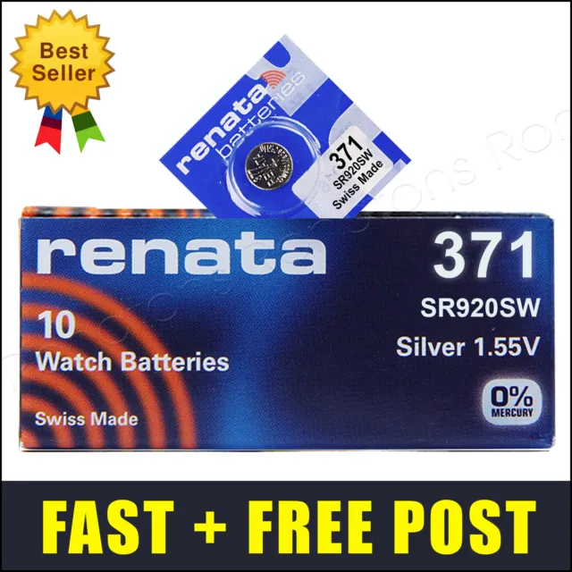 371 ⌚ Watch Battery ⌚ RENATA Batteries Cell SR920SW SR69 LR921 Silver Oxide Coin