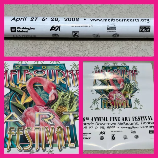 Melbourne Art Festival 2002 Pink Flamingo Authentic VTG Promo Poster 17 X 22 NEW