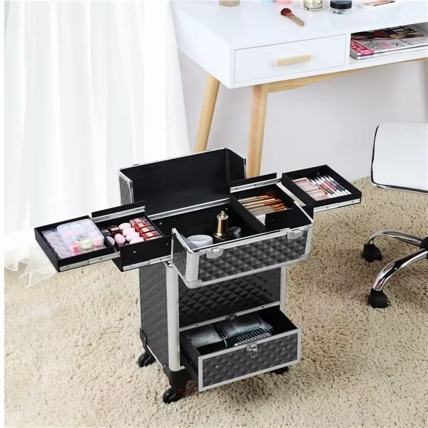 Malette Maquillage sur Roulettes Valise à Cosmétiques Trolley Maquillage Vanity