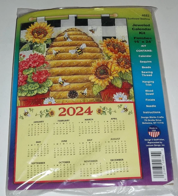 DESIGN WORKS 2024 Calendar Sunflower Beehive Sequin Jeweled & Felt Kit