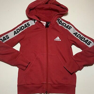 ADIDAS JACKET Age 7 to 8 Years RED Tracksuit Track Full Zip HOODUE Boys Girls