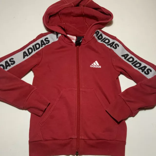 GIACCA ADIDAS ETÀ 7-8 ANNI ROSSA tuta pista cerniera intera HOODUE ragazzi ragazze