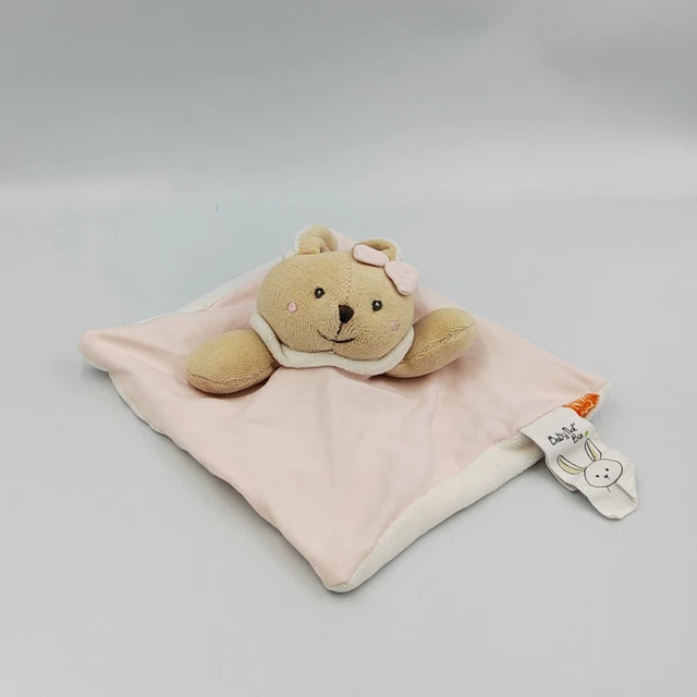 Doudou bio plat lapin rose blanc Baby nat - 30189