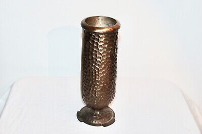 Hammered Bronze Metal Vase Signed On Bottom Arts & Crafts Style