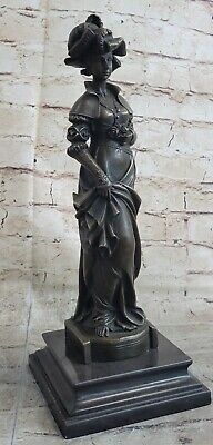 Large Victorian Vintage 100% Solid Bronze Statue of Young Lady, signed Ceribelli