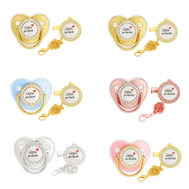 Princess Prince Baby Pacifier Clip Chain Newborn Dummy Infant Soother BPA Free