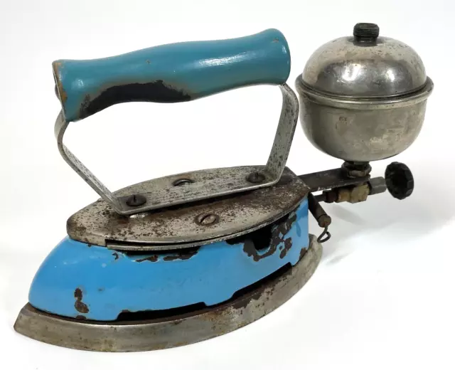 Vintage COLEMAN Lamp & Stove Canada Instant-Lite Model 4A Gas Iron Blue Enamel