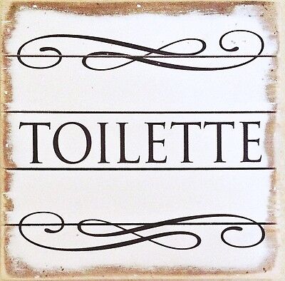 Wall Art - "Toilette" - Wood Sign, Pallet Style - French for Bathroom,8"x8"x1"