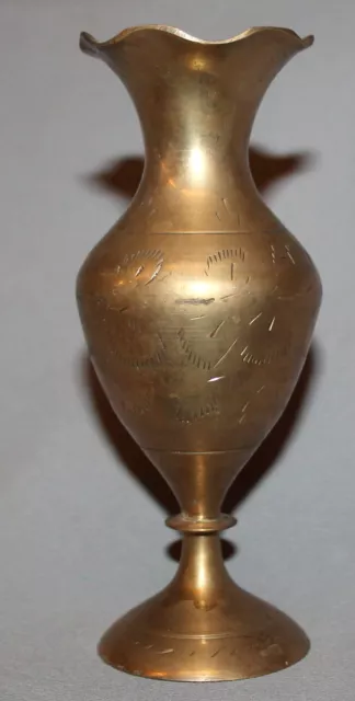 Vintage Hand Made Engraved Solid Brass Vase